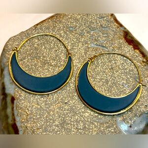 Teal Half Crescent Earrings